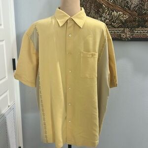 Cubavera Heritage Fit Yellow‎ Guayabera Style Button Down Shirt. Size XXL